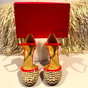 Kate Spade Boa Print/Fuschia Flouro Patent Heels Sz 10M